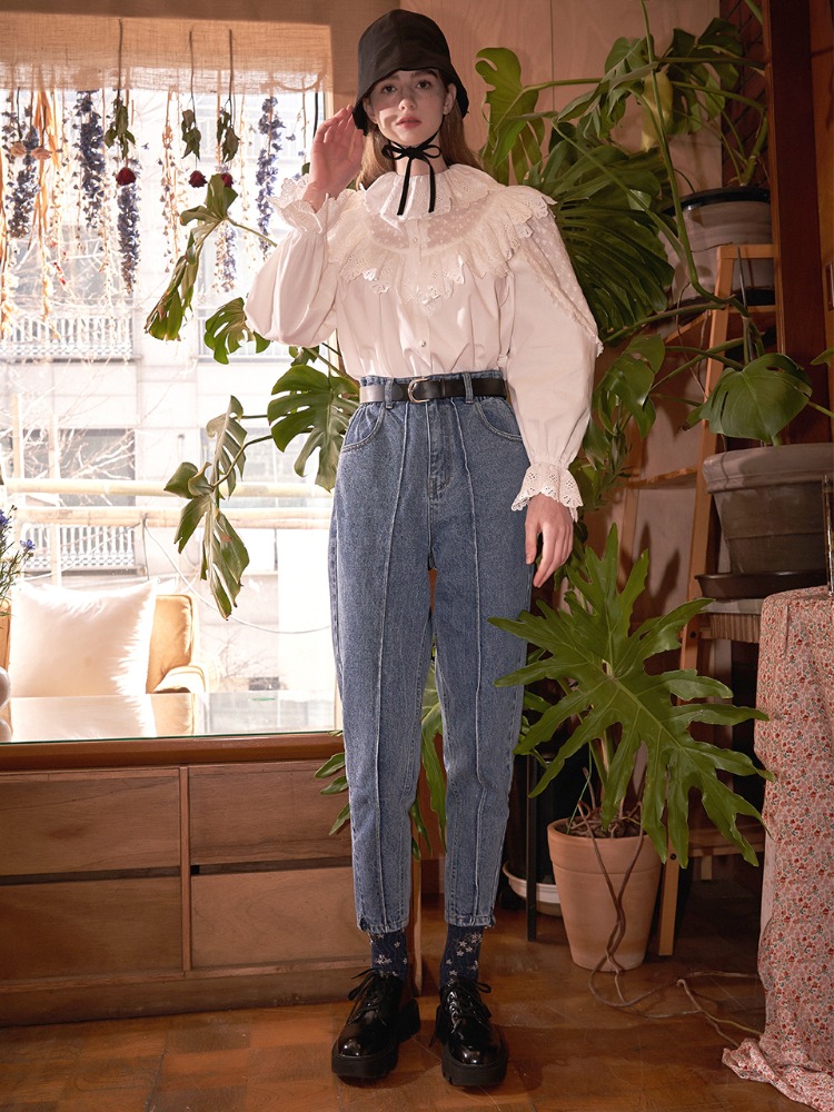Piping Line High Waist Jeans