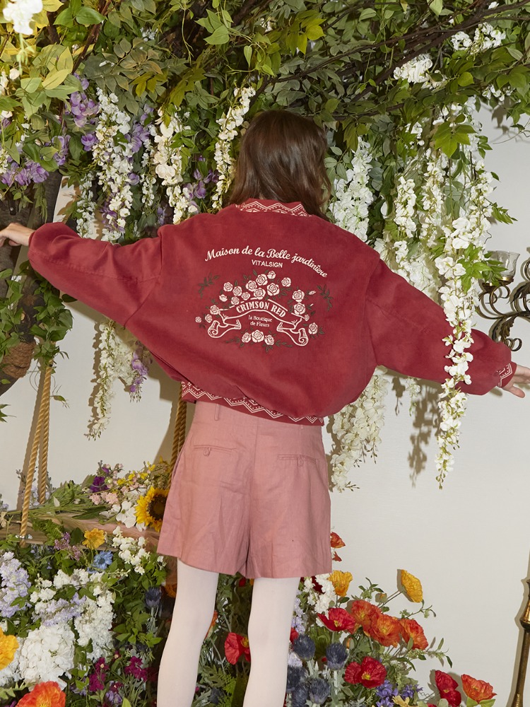 Flower Embroidered Corduroy Jumper