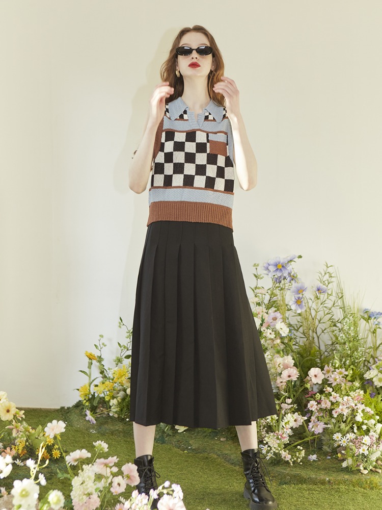 Long Black Pintuck Skirt