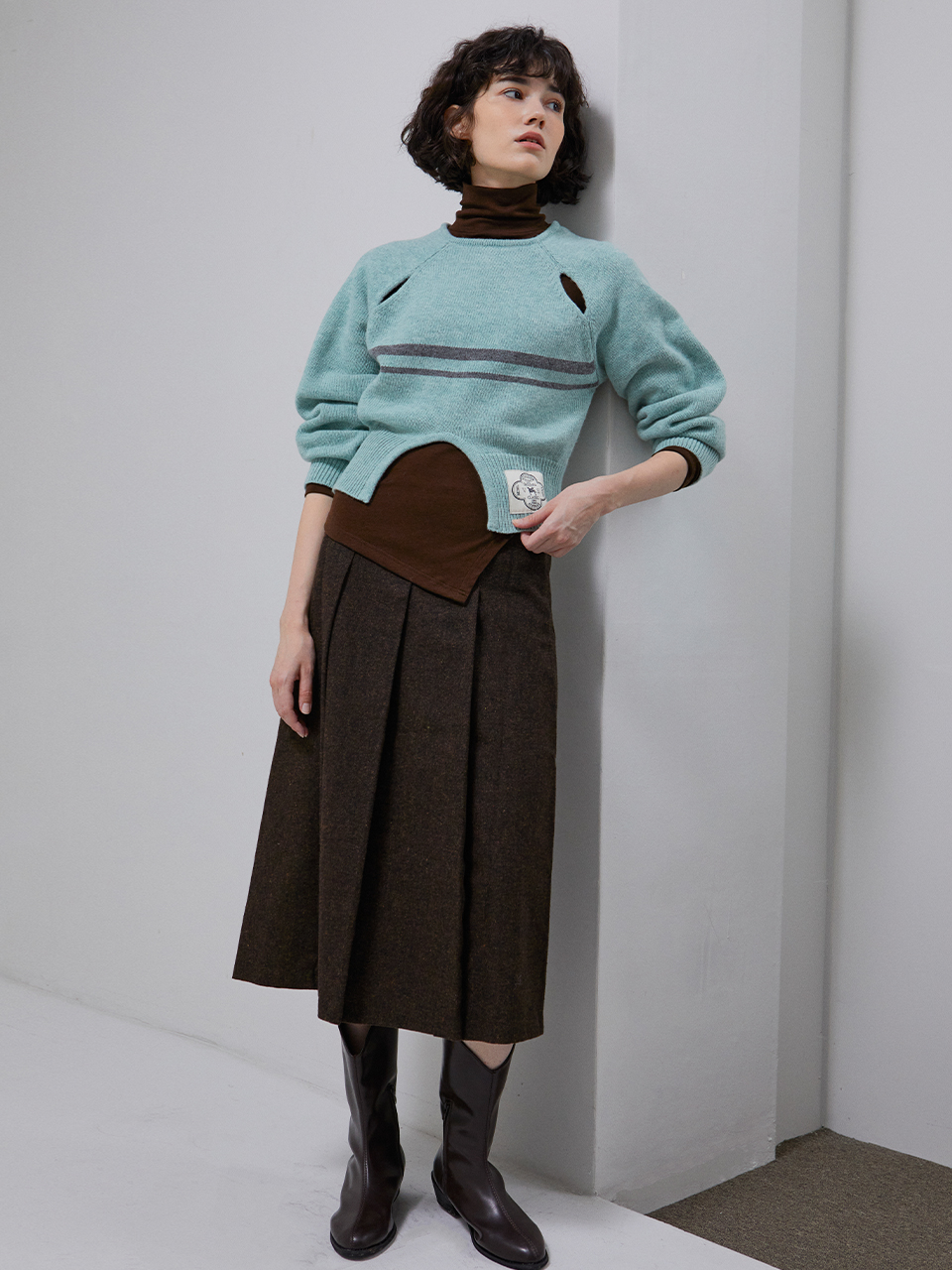 [LINE] Wool Blend Pleats Skirt